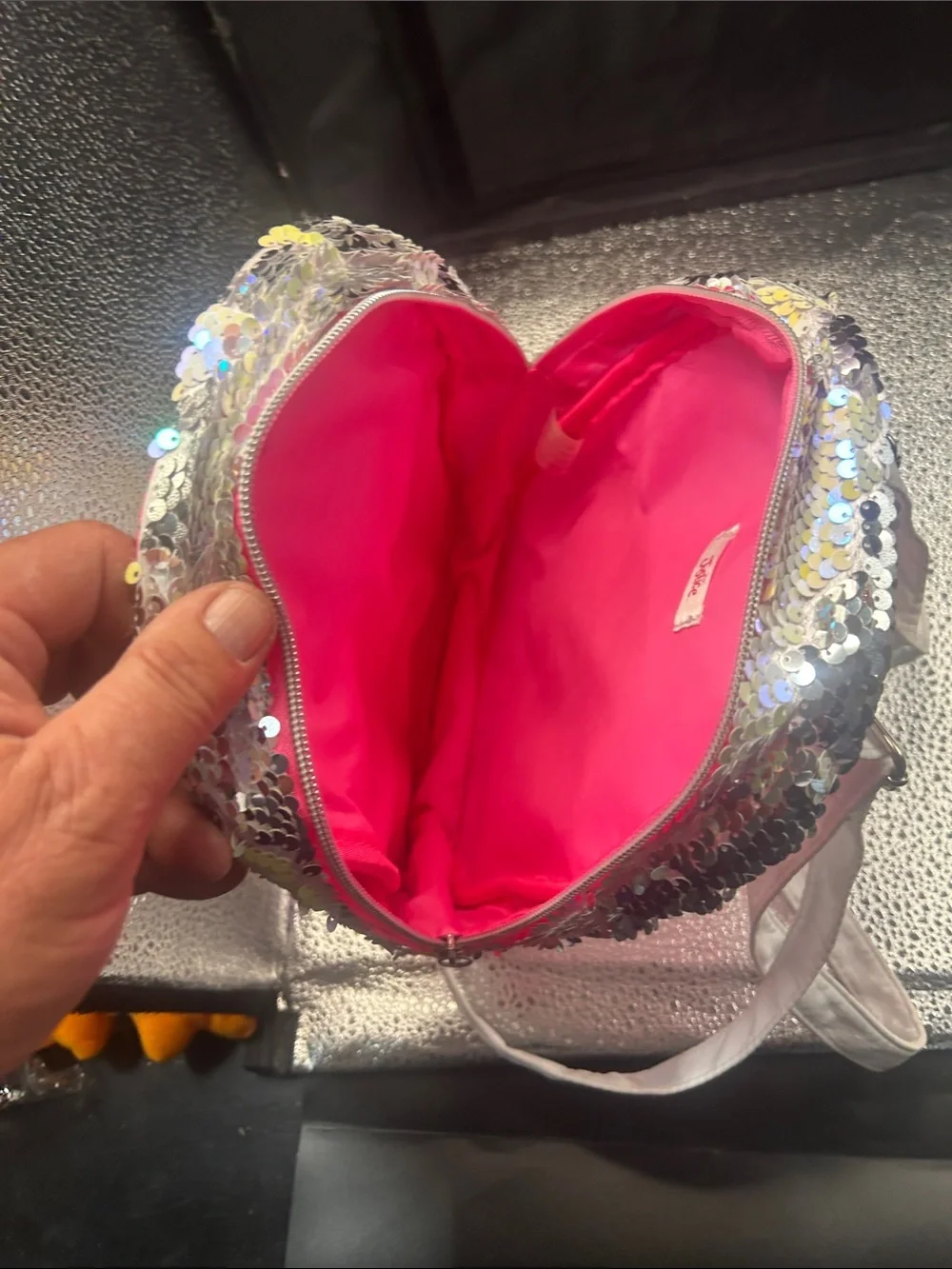 Justice Iridescent Sequin Mini Backpack with Pink Accents